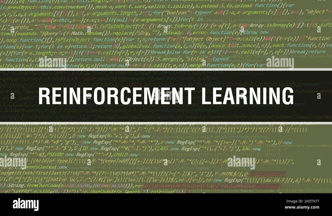Reinforcement learning with Abstract Technology Binary code Background.Digital binary data and Secure Data Concept. Software Stock Photo