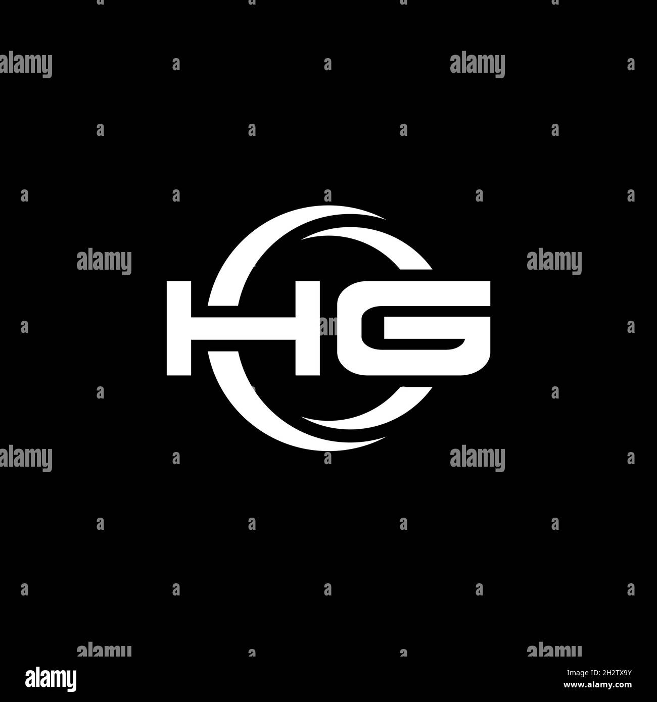 HG Monogram logo letter with simple shape and circle rounded design ...