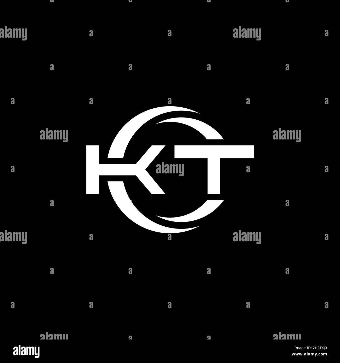 KT Monogram logo letter with simple shape and circle rounded design ...