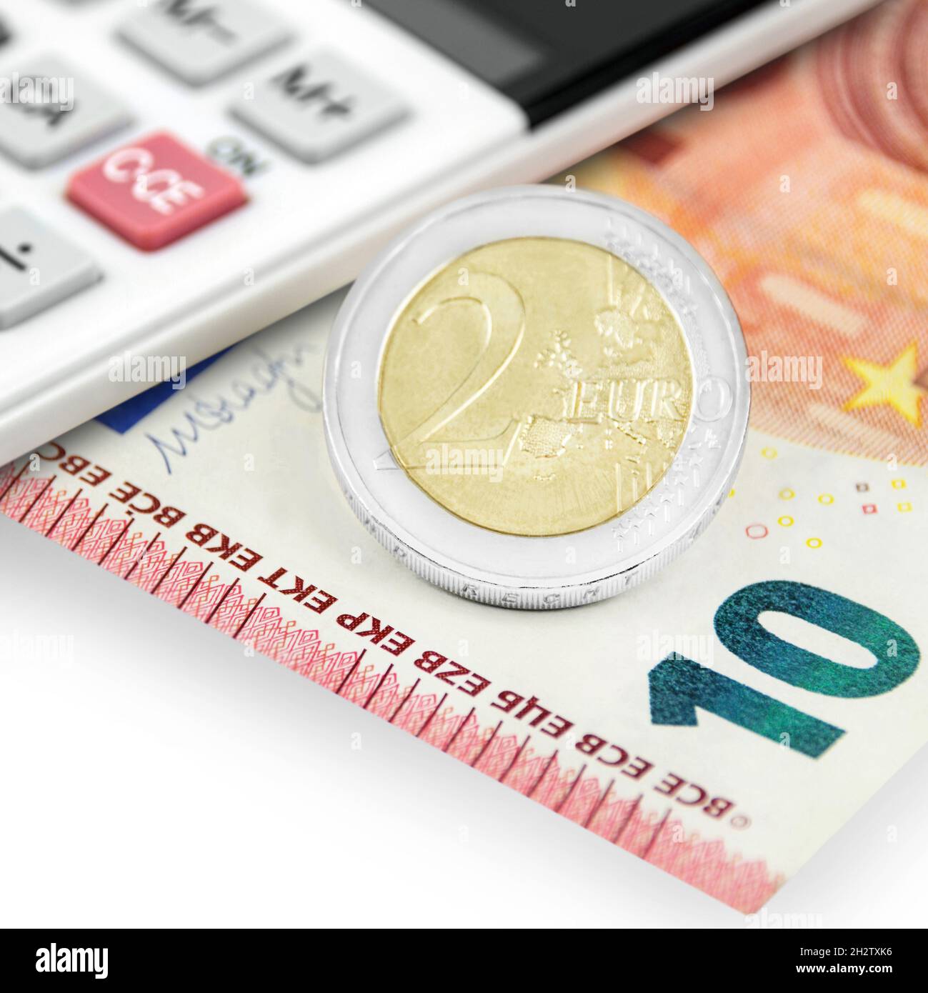 12,00  Euro and calculator closeup Stock Photo