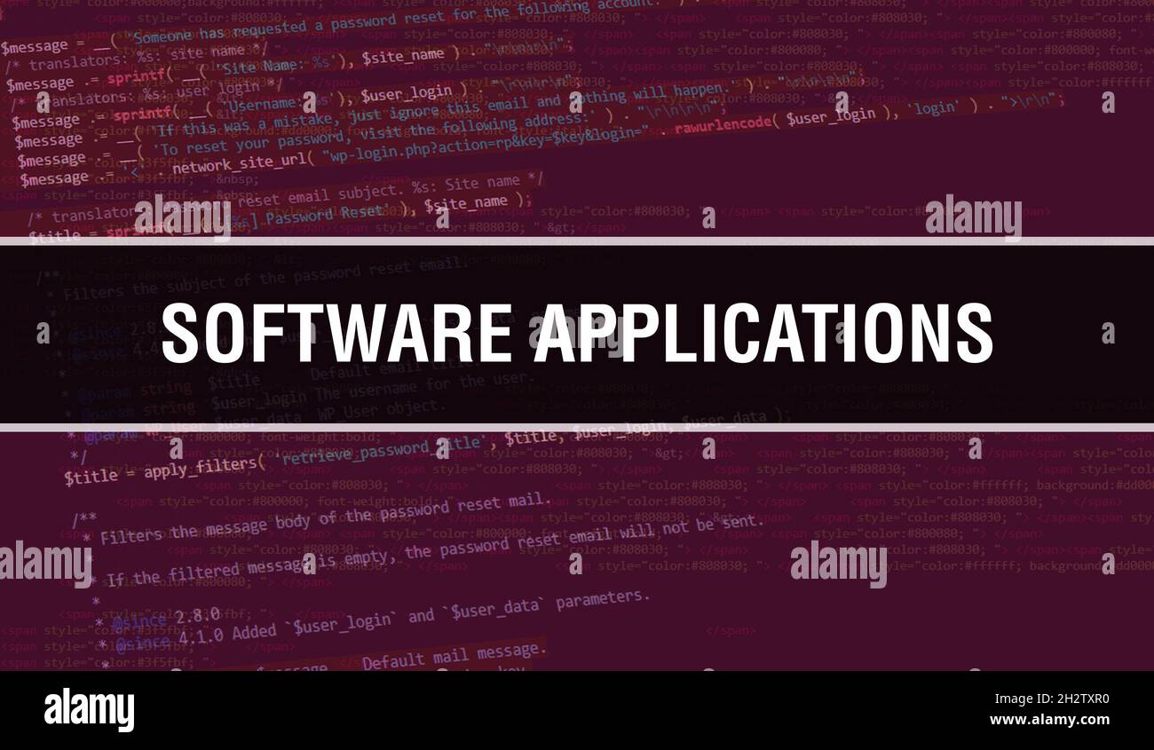Software Applications text written on Programming code abstract ...