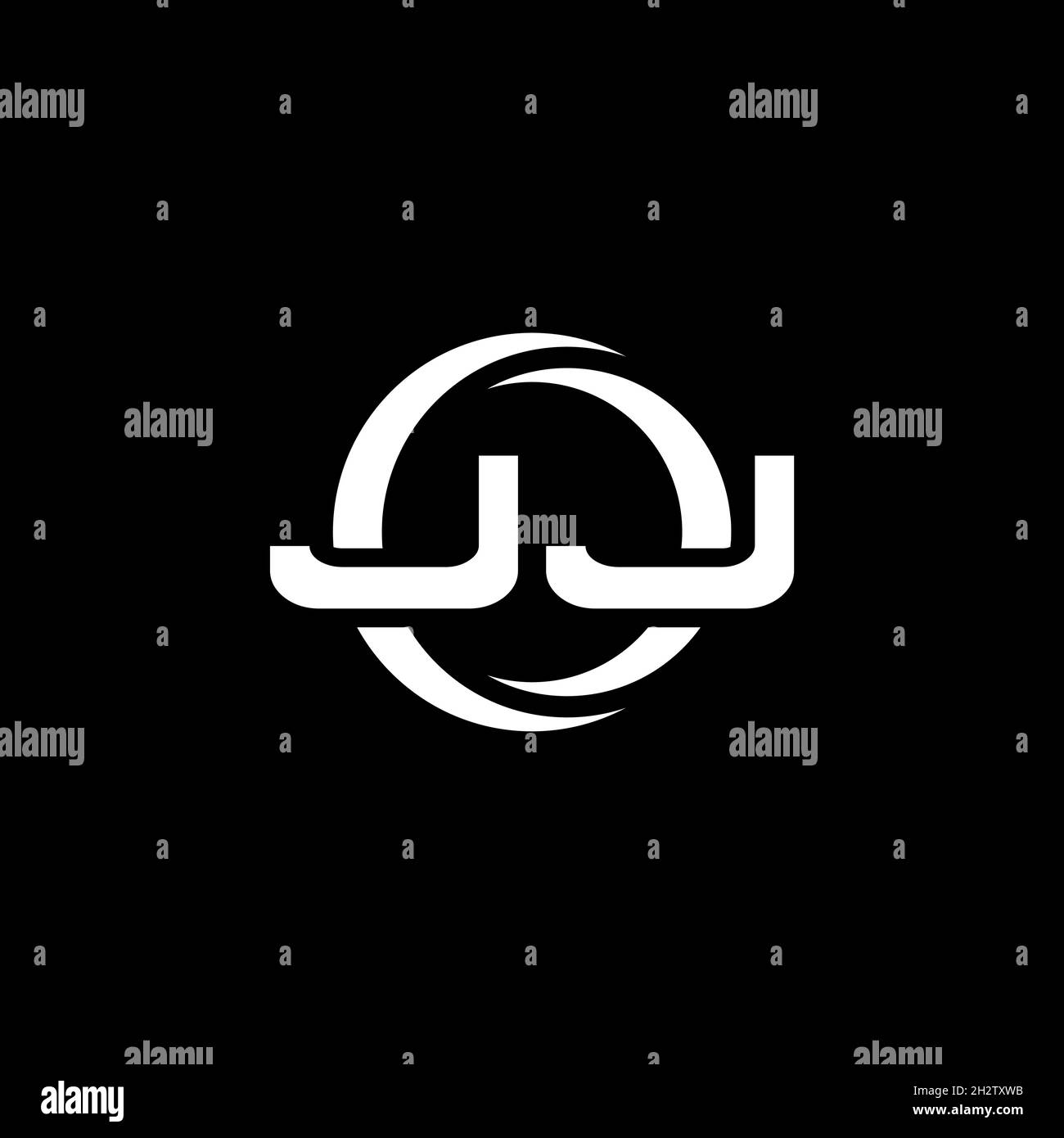 JJ Monogram logo letter with simple shape and circle rounded design ...