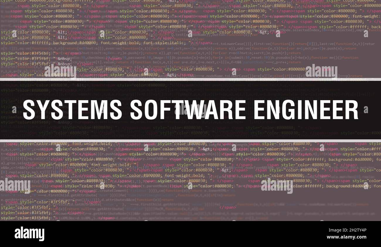 Systems Software Engineer concept with Random Parts of Program Code ...