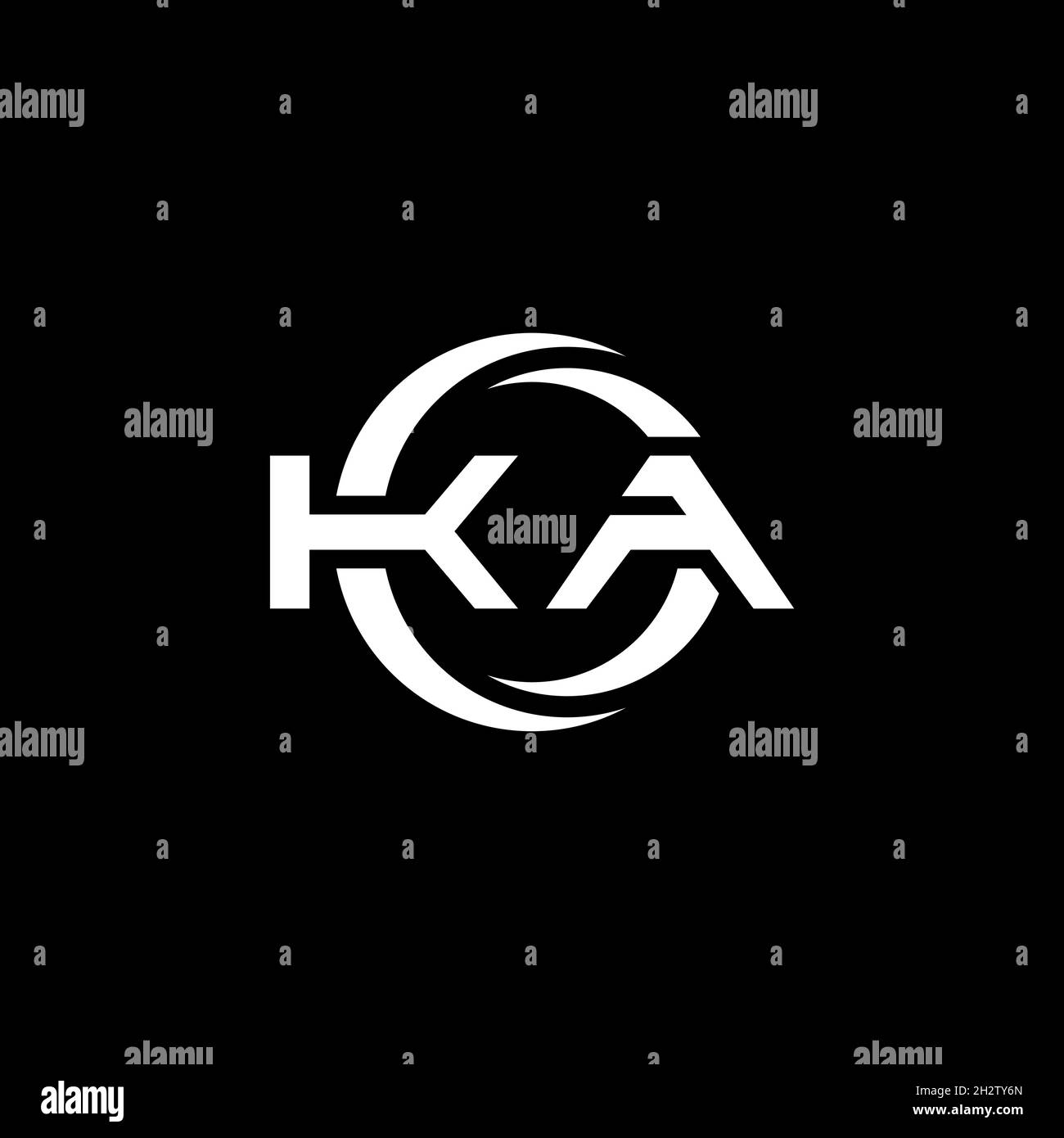 KA Monogram logo letter with simple shape and circle rounded design ...