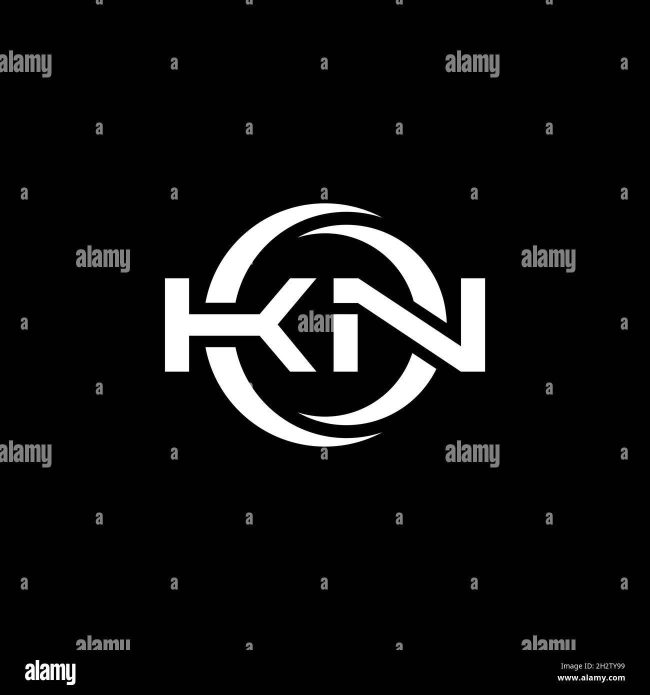 KN Monogram logo letter with simple shape and circle rounded design ...