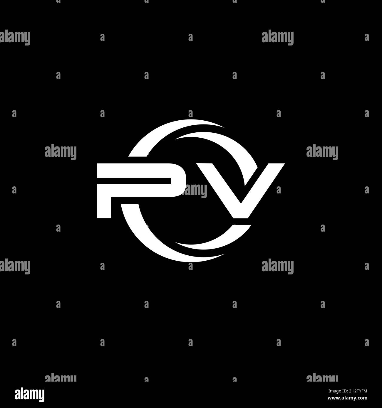 PV Monogram logo letter with simple shape and circle rounded design ...