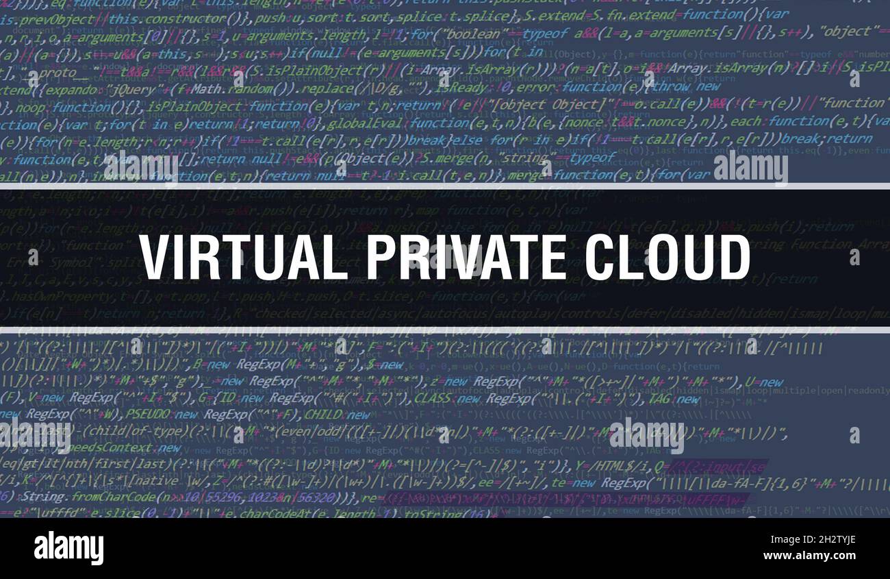 Virtual private cloud with Abstract Technology Binary code Background.Digital binary data and Secure Data Concept. Software Stock Photo