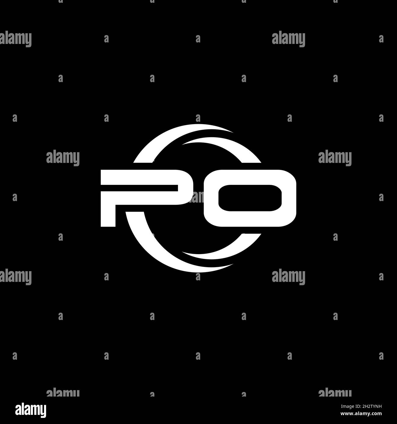 PO Monogram logo letter with simple shape and circle rounded design ...