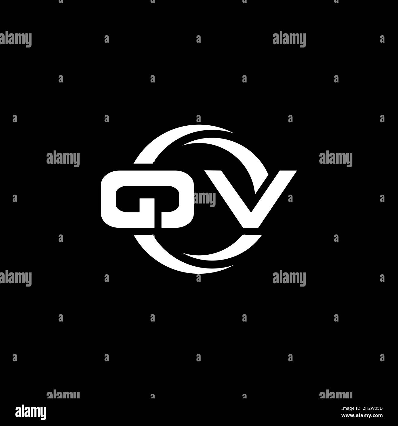 QV Monogram logo letter with simple shape and circle rounded design ...