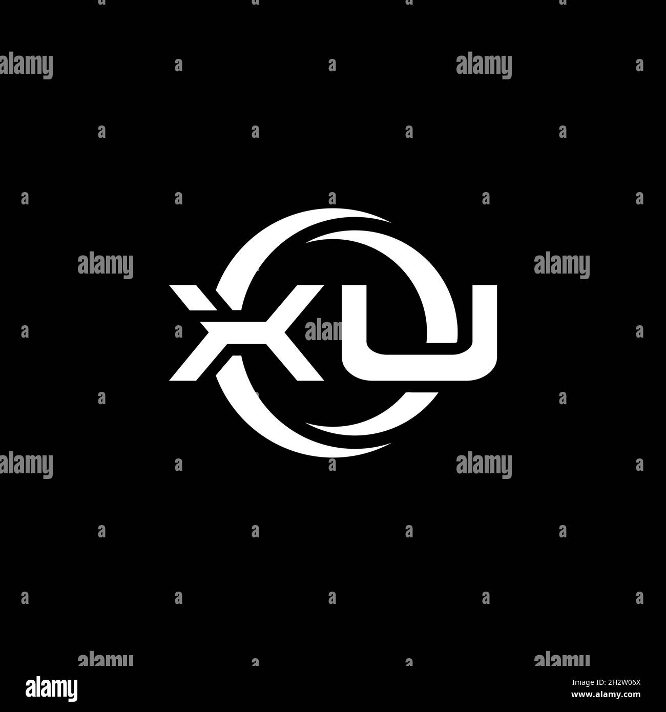 XU Monogram logo letter with simple shape and circle rounded design ...