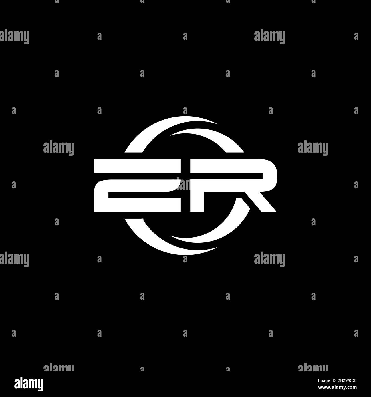 ZR Monogram logo letter with simple shape and circle rounded design ...