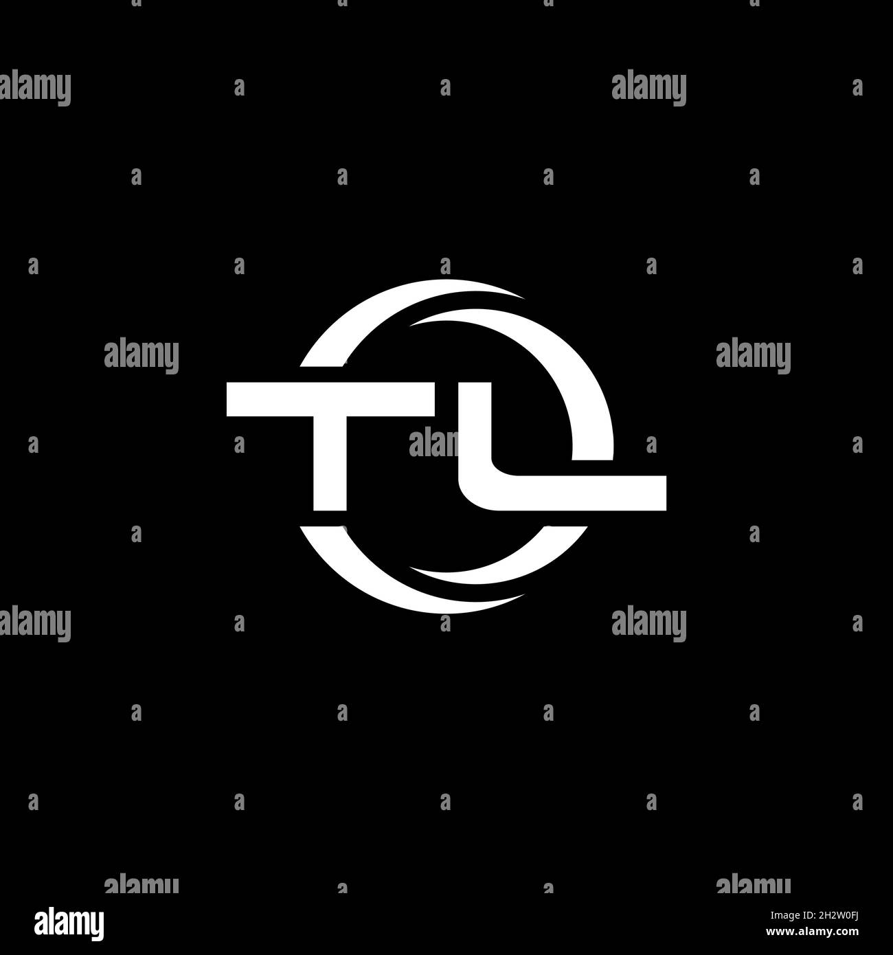 TL Monogram logo letter with simple shape and circle rounded design template isolated on black background Stock Vector