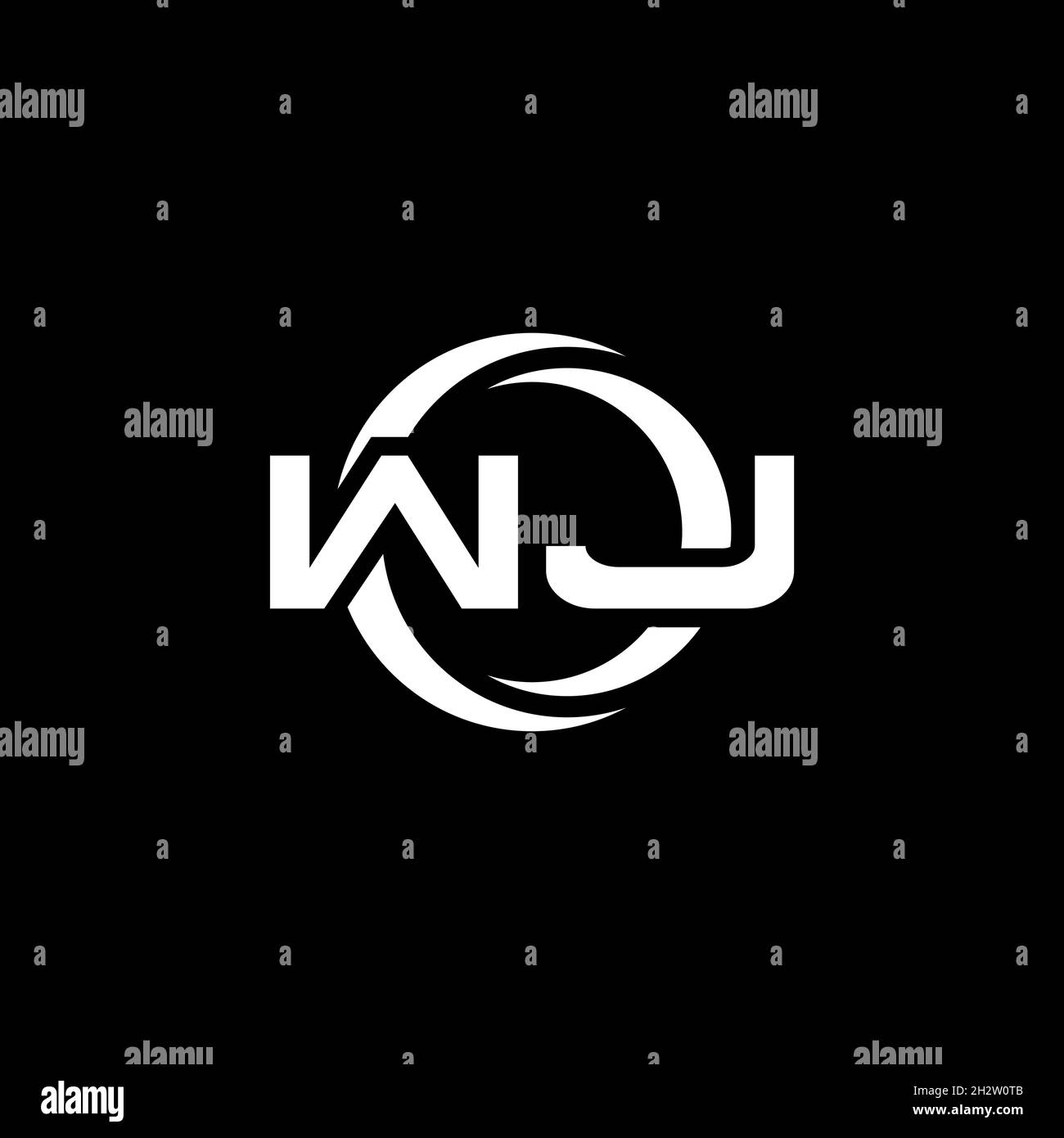 WJ Monogram logo letter with simple shape and circle rounded design ...