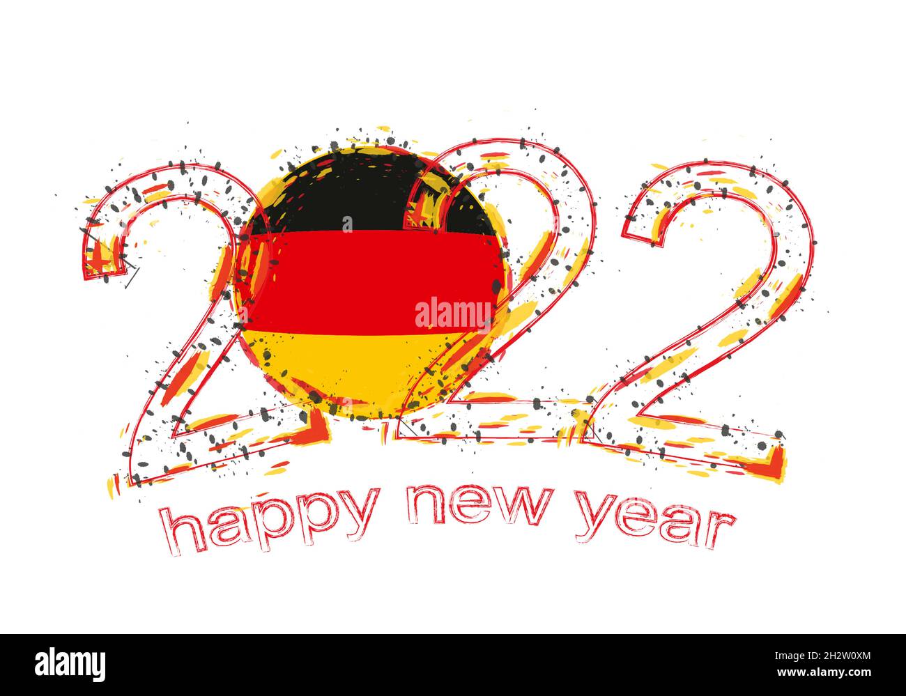 New Year 22 German Greetings Vector White Background Translation German To English Frohes Neues Jahr Is Happy New Year Stock Vector Image Art Alamy