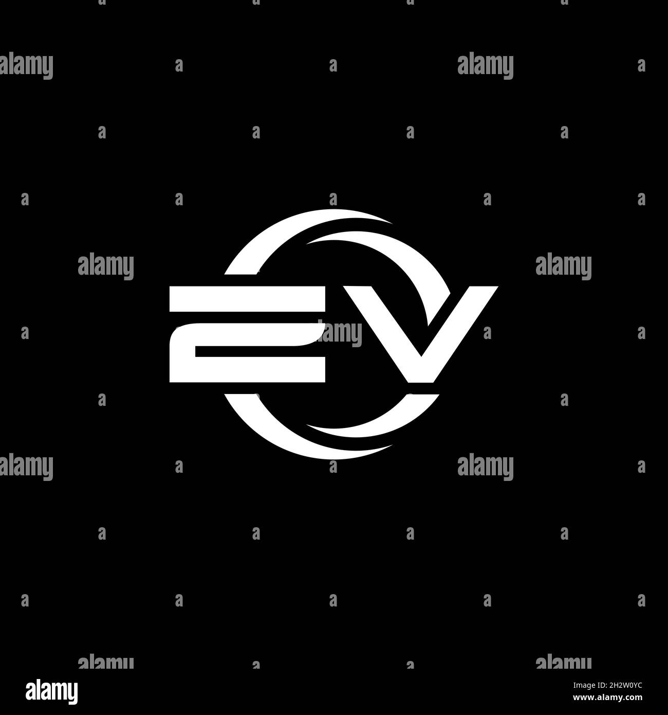 ZV Monogram logo letter with simple shape and circle rounded design ...