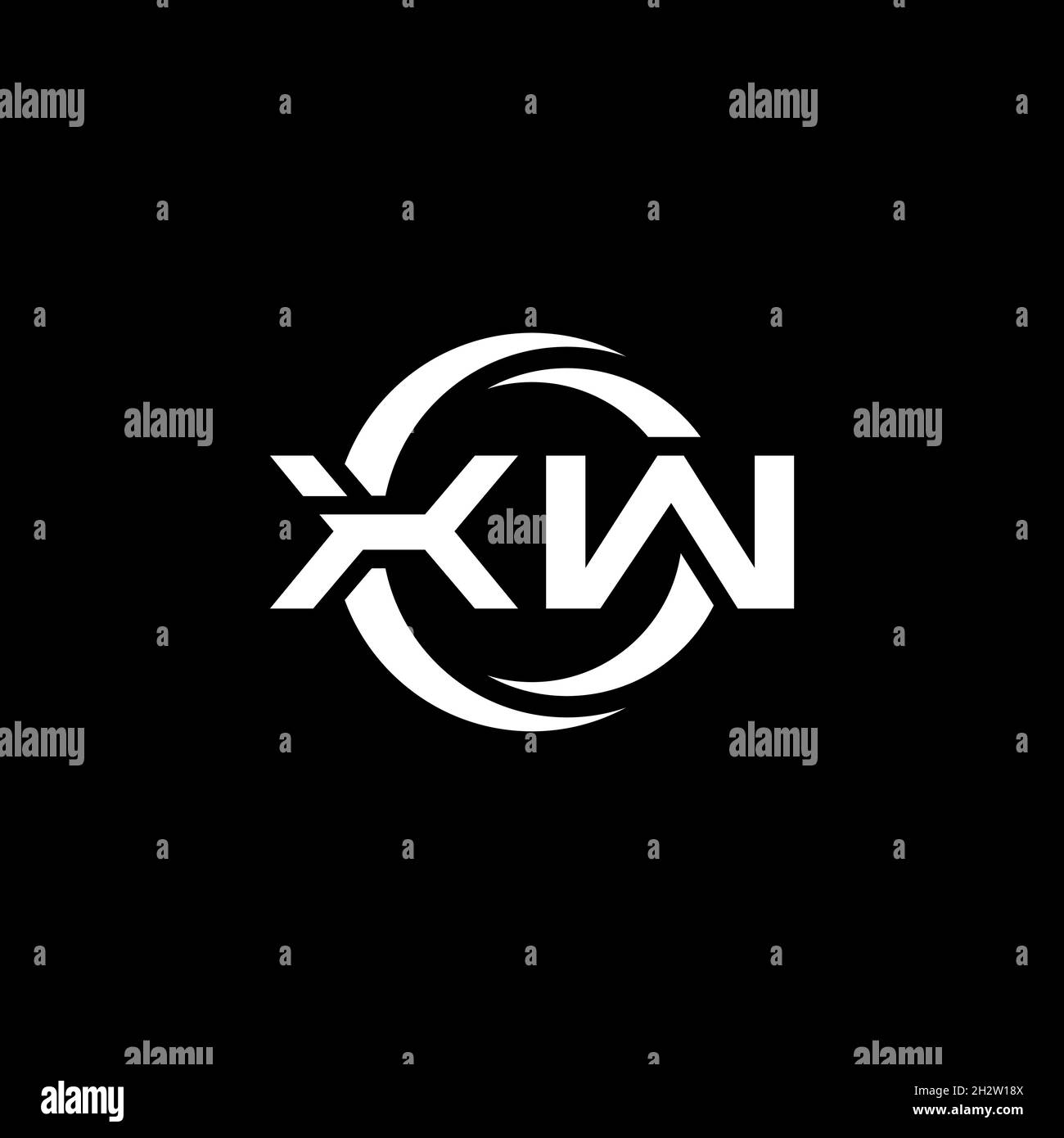 XW Monogram logo letter with simple shape and circle rounded design ...