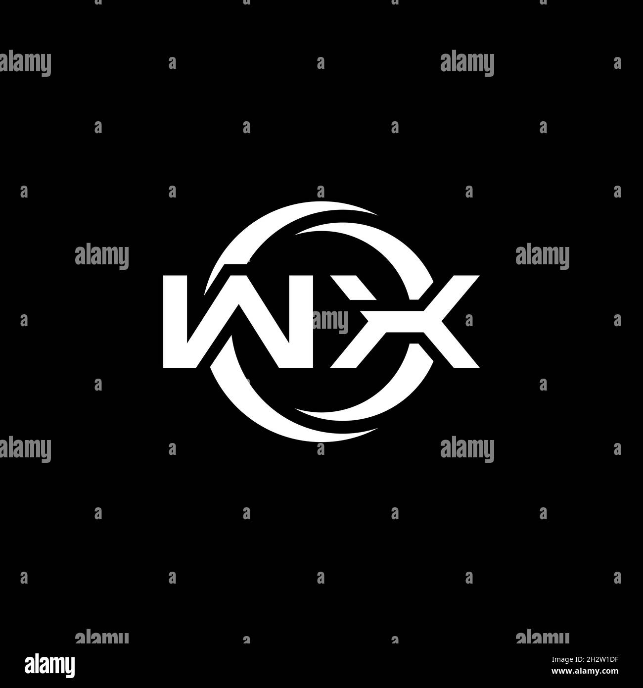 WX Monogram logo letter with simple shape and circle rounded design ...