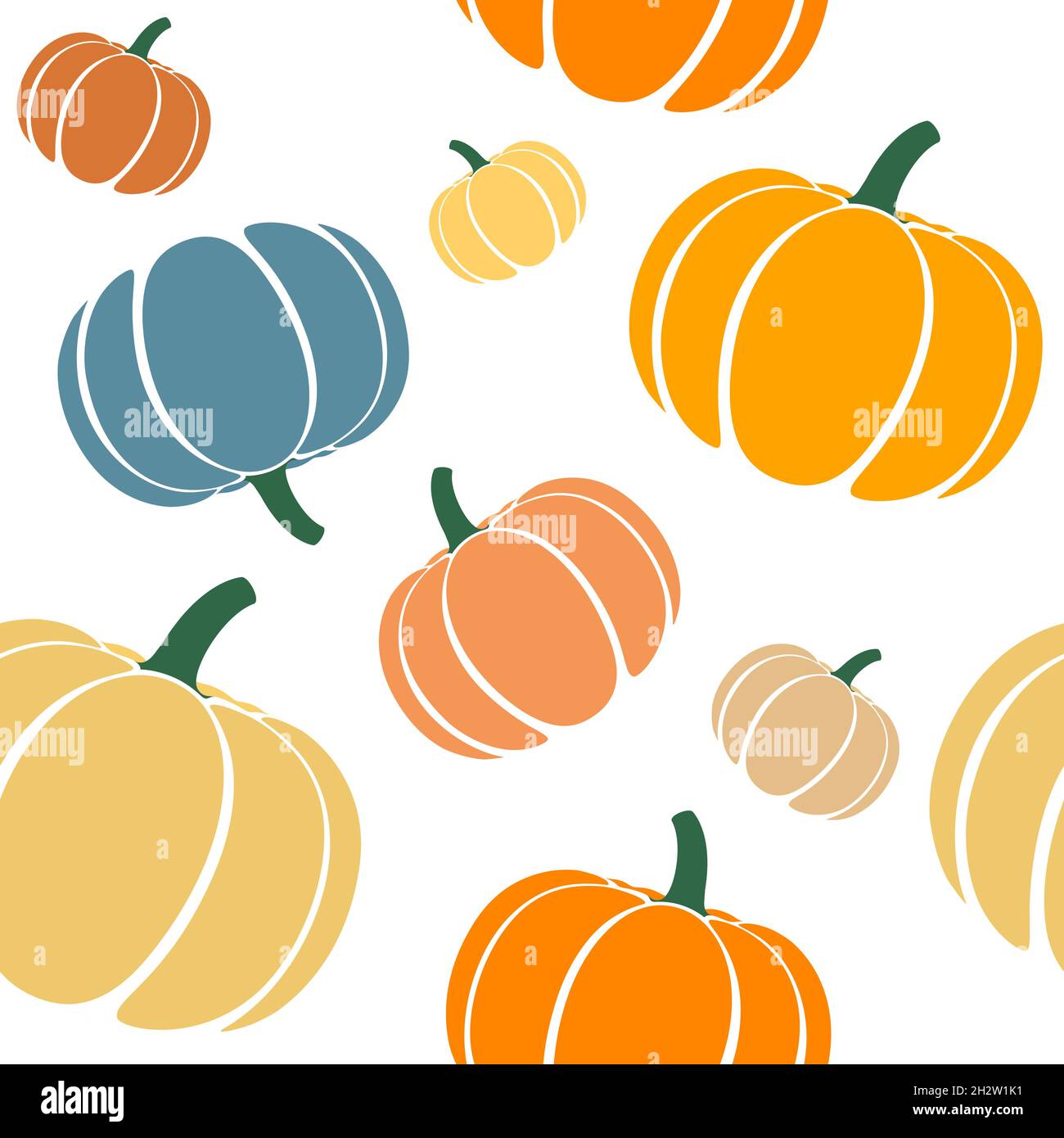 Scattered colorful pumpkins seamless vector pattern. Stock Vector