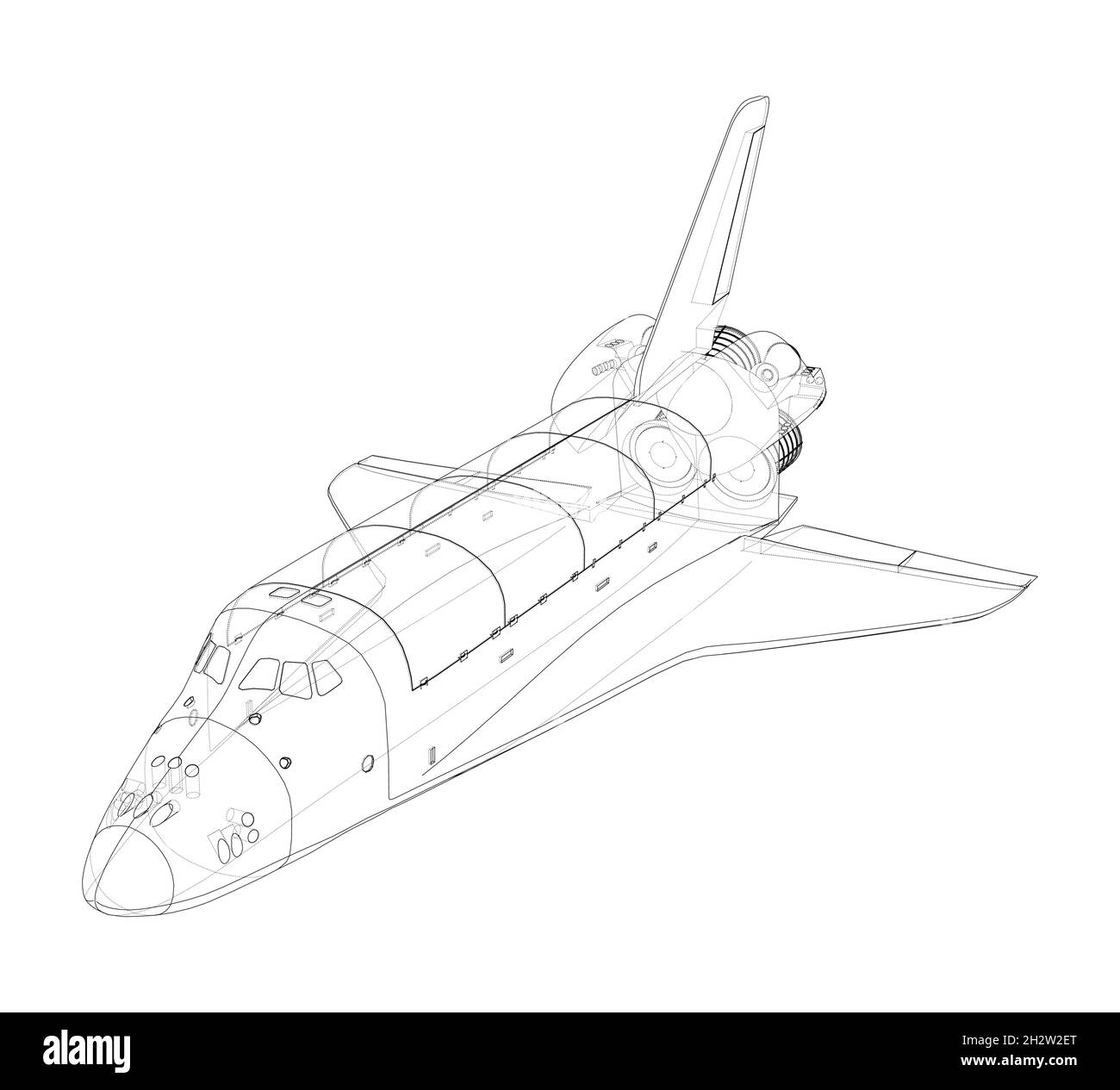 Space shuttle. Vector rendering of 3d Stock Vector