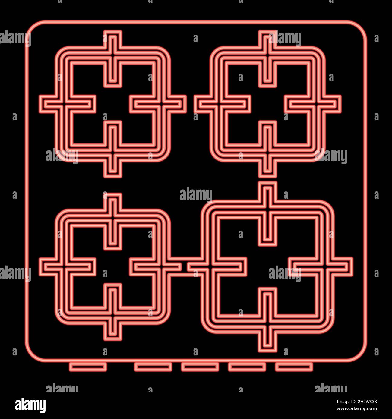 Neon the surface of the cooker red color vector illustration flat style light image Stock Vector