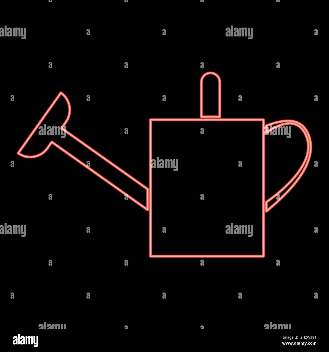 Neon watering can red color vector illustration flat style light image Stock Vector