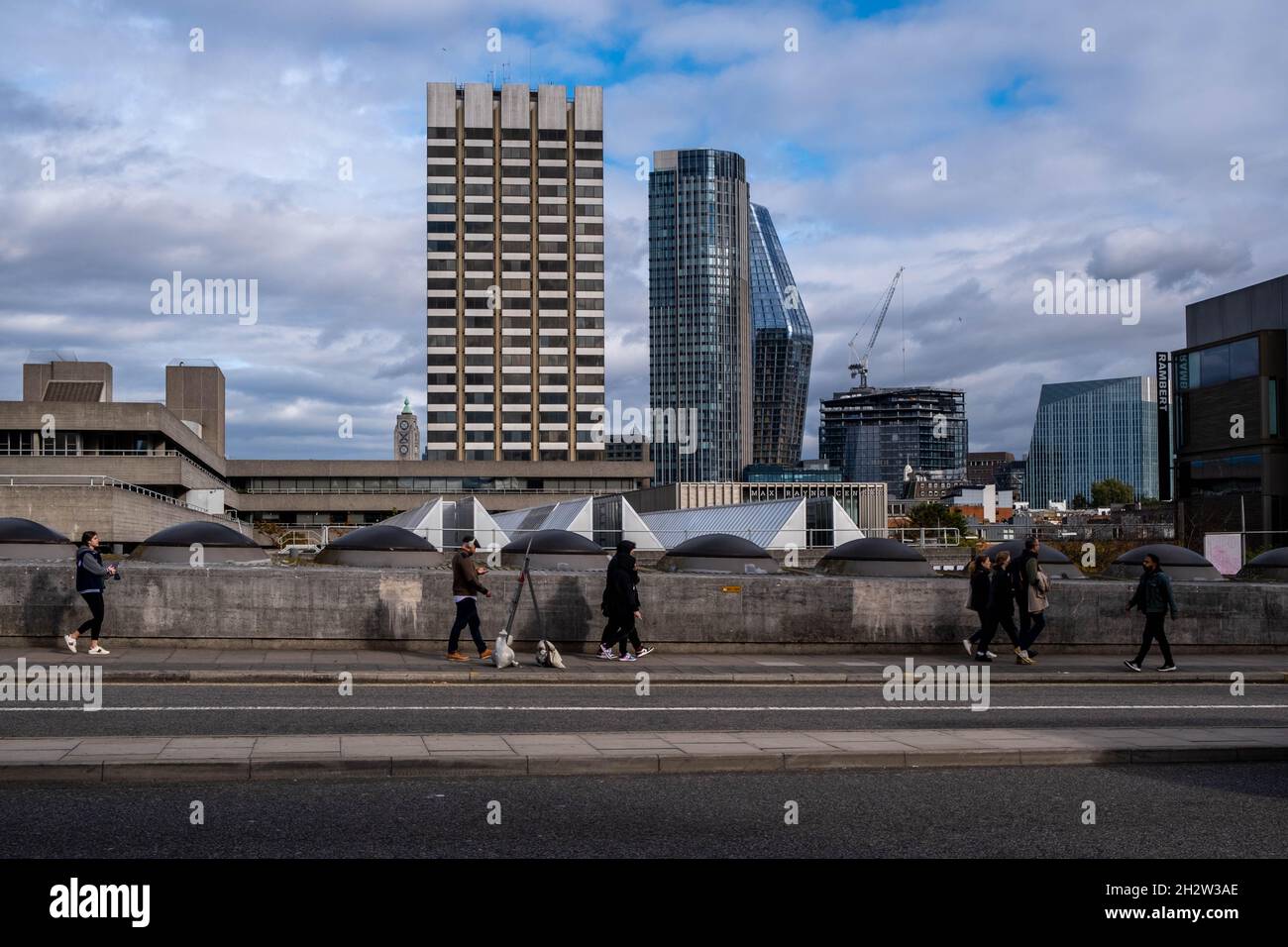 High Rise Property Development In South Bank Londong England UK From WaterlooBridge Stock Photo