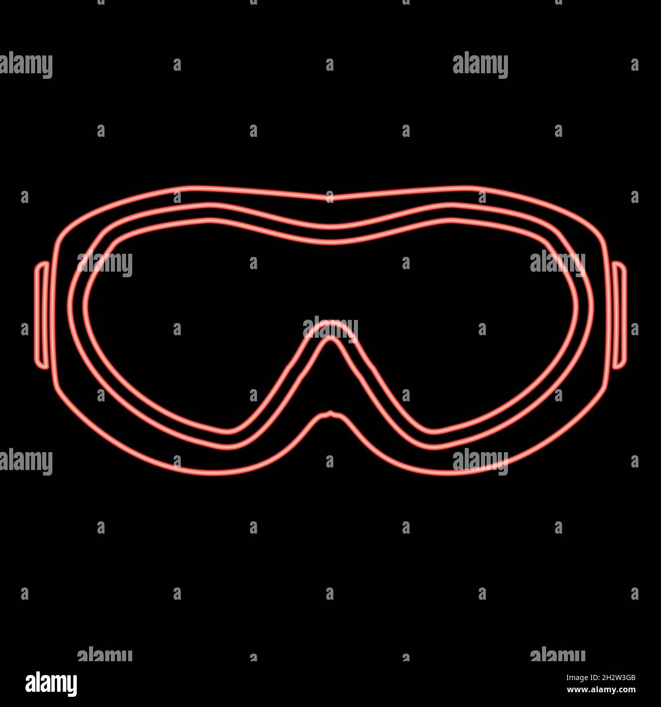 Neon ski goggles red color vector illustration flat style light image