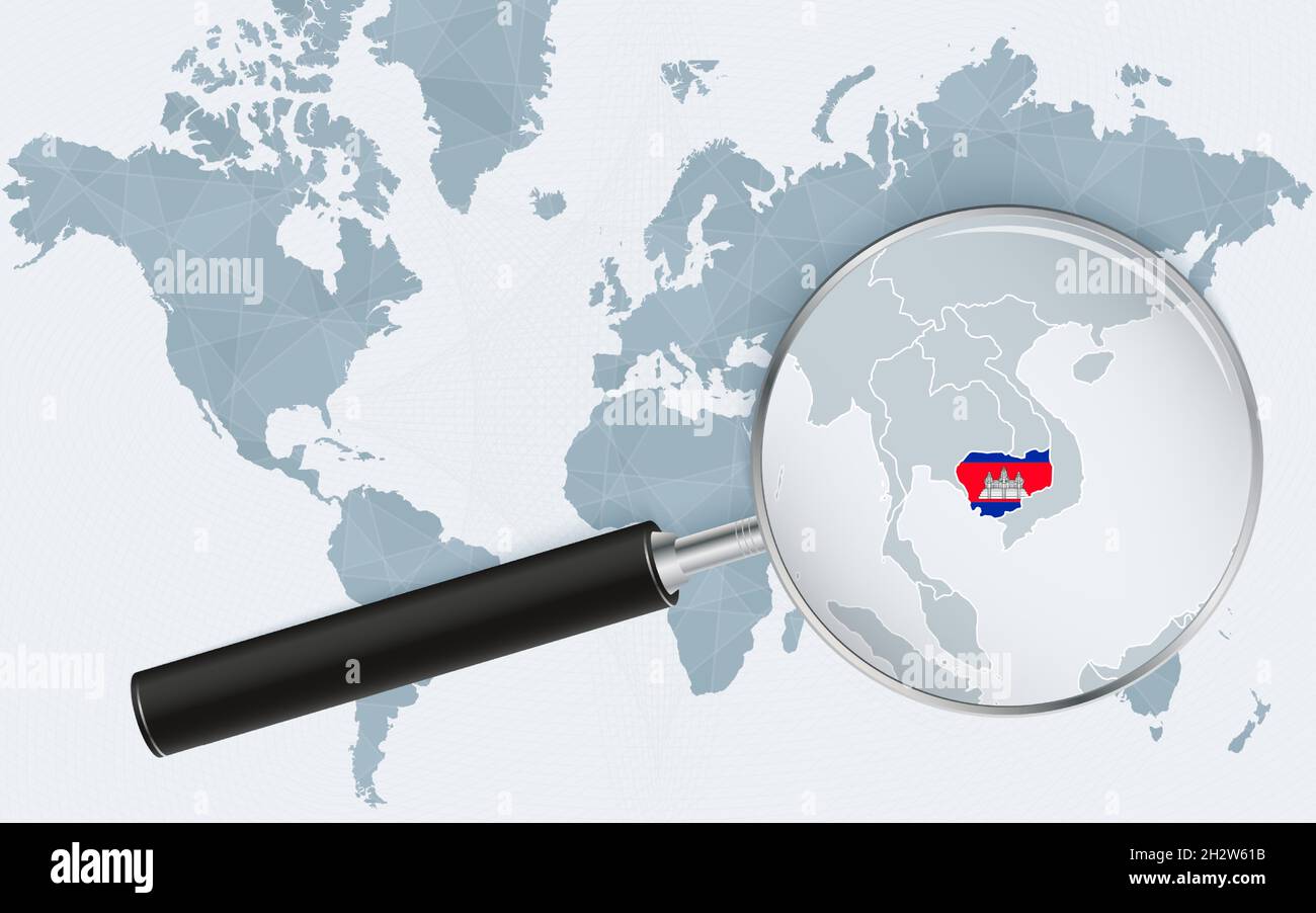 World map with a magnifying glass pointing at Cambodia. Map of Cambodia with the flag in the loop. Vector illustration Stock Vector Image & Art - Alamy World Map With A Magnifying Glass Pointing At Cambodia. Map Of Cambodia With The Flag In The Loop. Vector Illustration Stock Vector Image & Art - Alamy