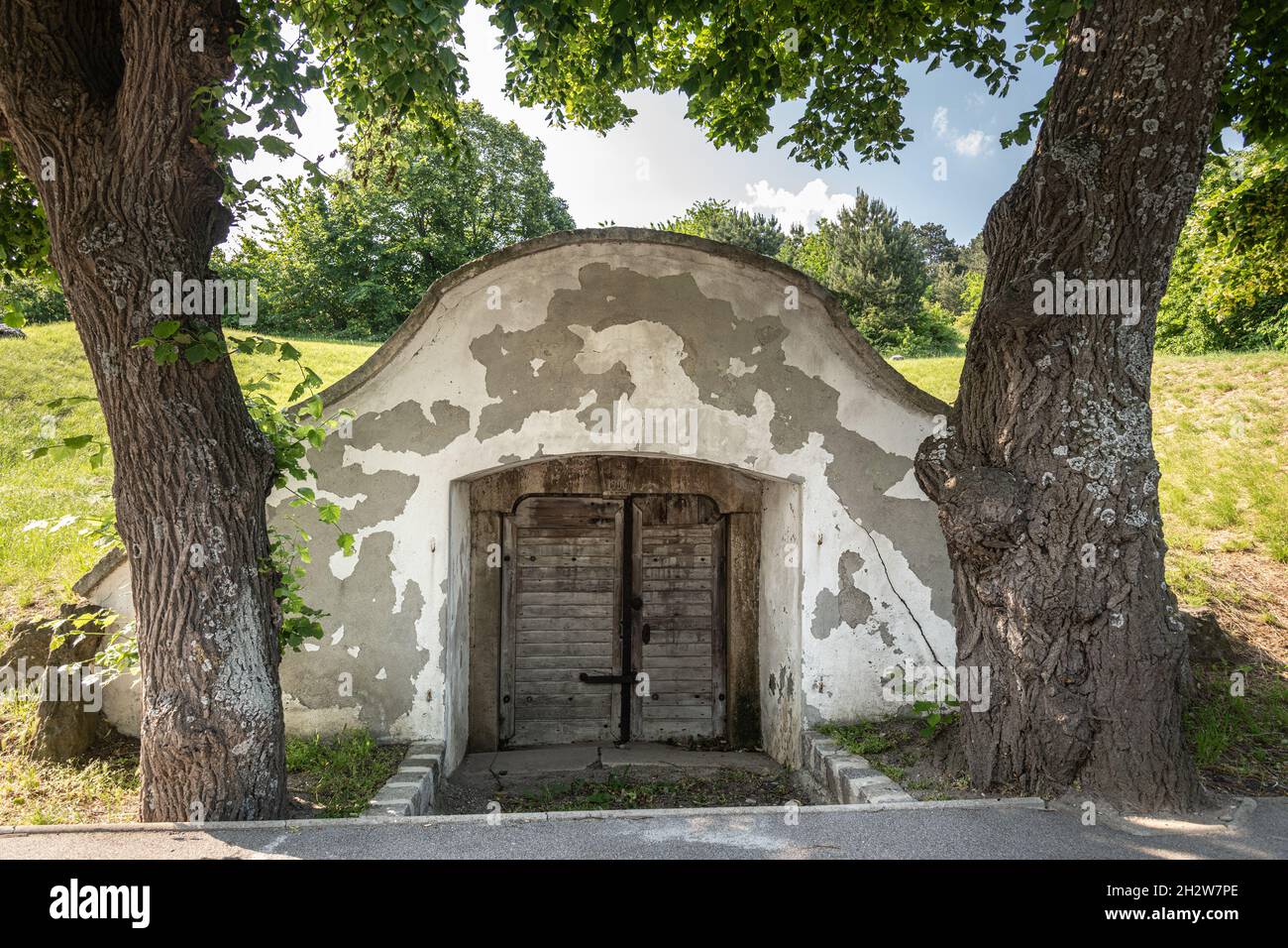 Historical Wine Cellars in Sommerein, Burgenland, Austria Stock Photo