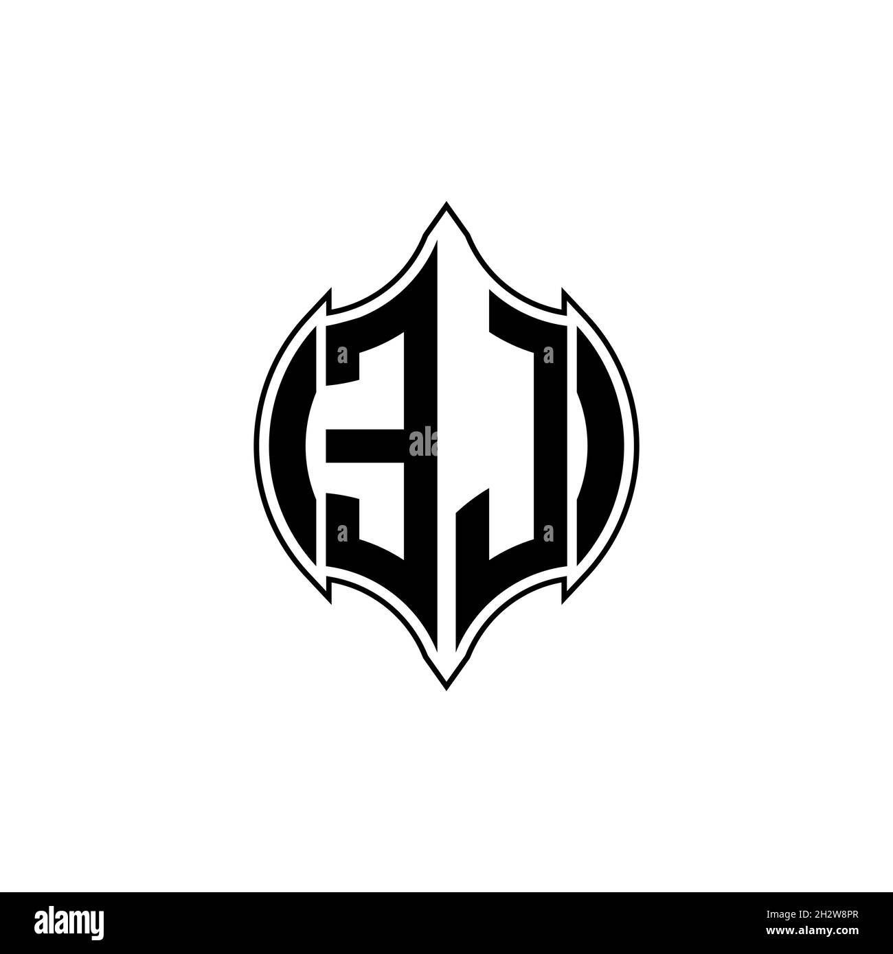 EJ Monogram logo letter with Gemoteric line rounded shape style design ...