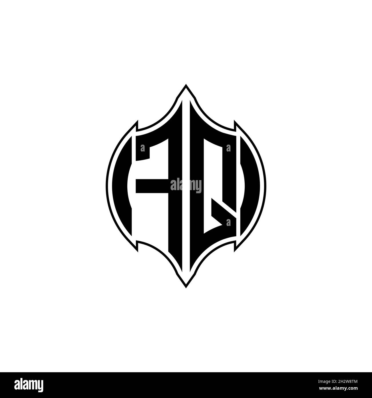FQ Monogram logo letter with Gemoteric line rounded shape style design ...