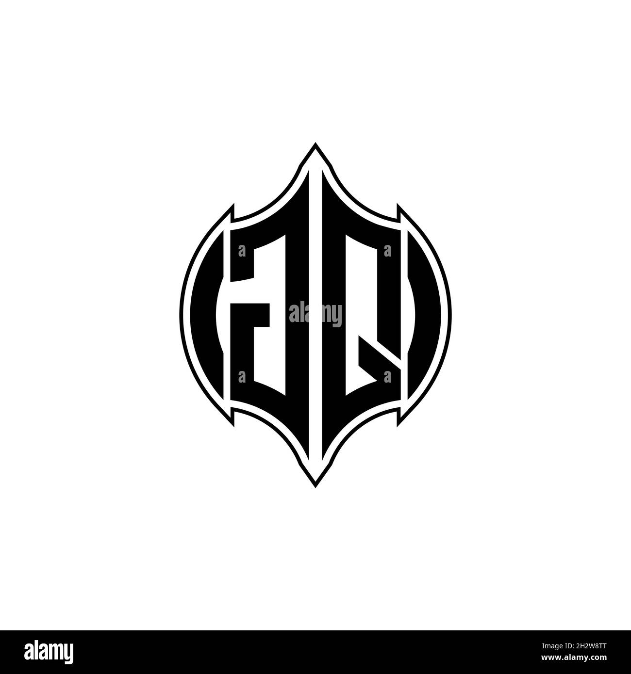 GQ Monogram logo letter with Gemoteric line rounded shape style design ...