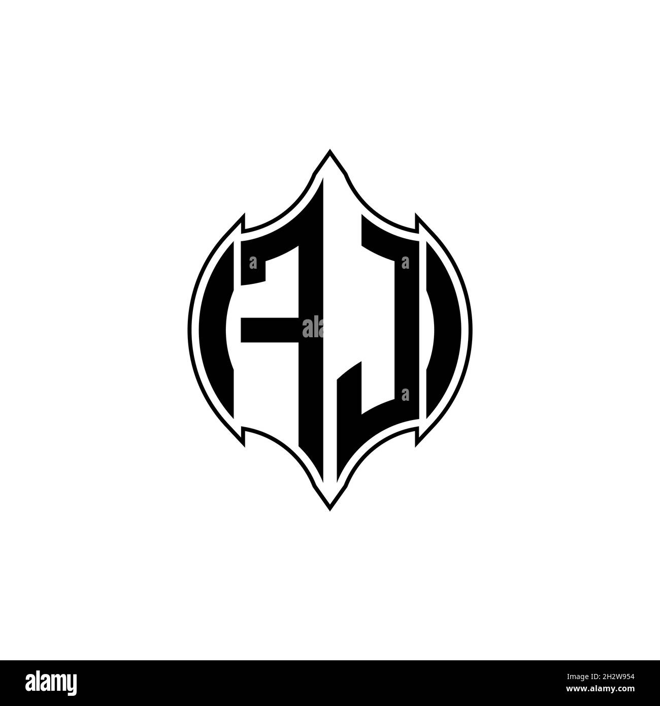 FJ Monogram logo letter with Gemoteric line rounded shape style design ...