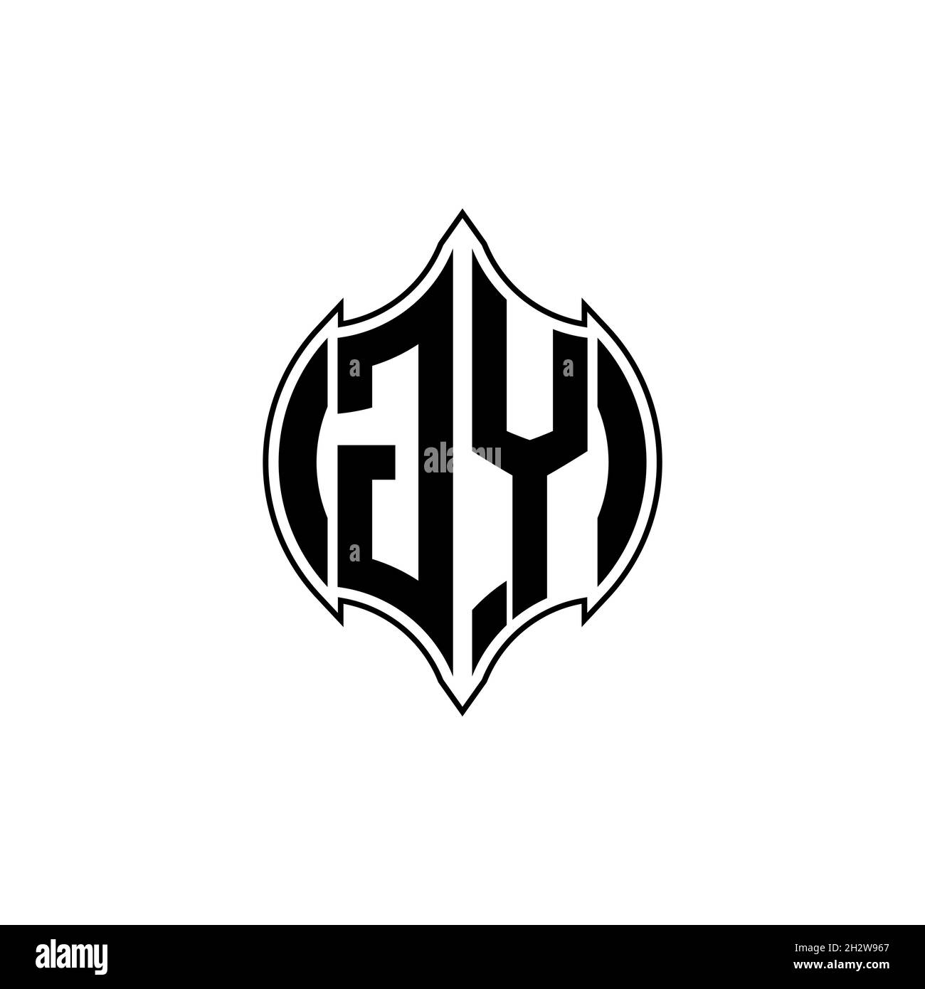 GY Monogram logo letter with Gemoteric line rounded shape style design on isolated background, shiled letter monogram Stock Vector