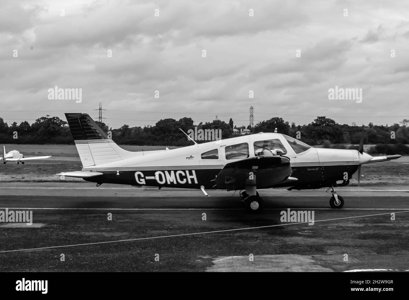 ELSTREE, LONDON, ENGLAND- 17 October 2021: Piper PA-28-161 single engine piston aircraft at London Elstree Aerodrome Stock Photo