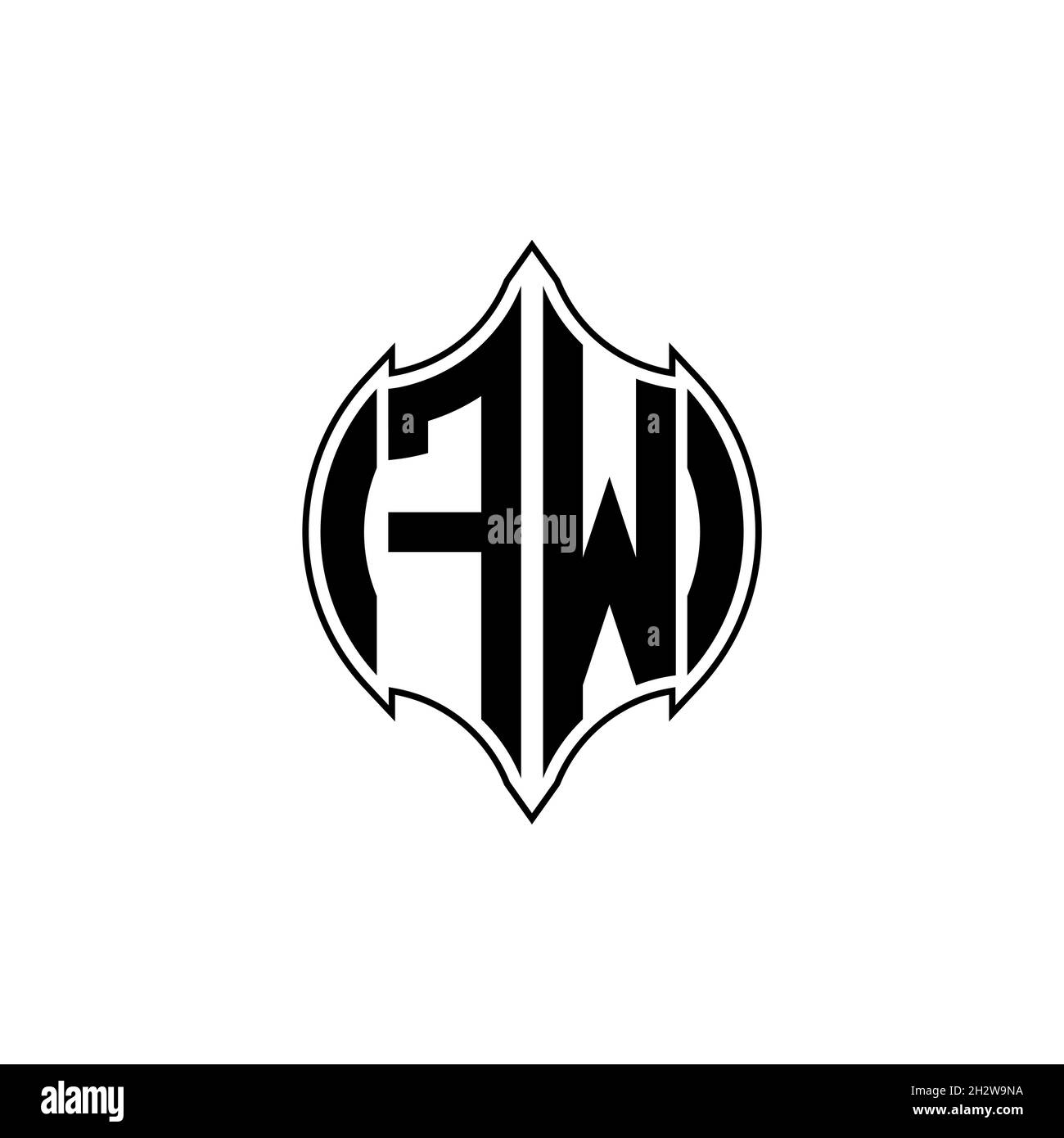 FW Monogram logo letter with Gemoteric line rounded shape style design ...