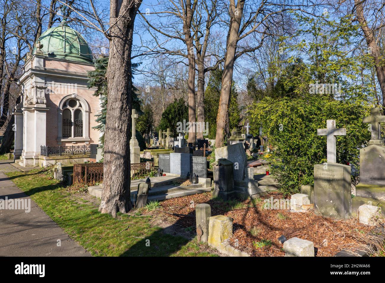 Warsaw, Poland, Evangelical Lutheran Cemetery of the Augsburg Confession, historic Lutheran Protestant necropolis established in 1792. Stock Photo