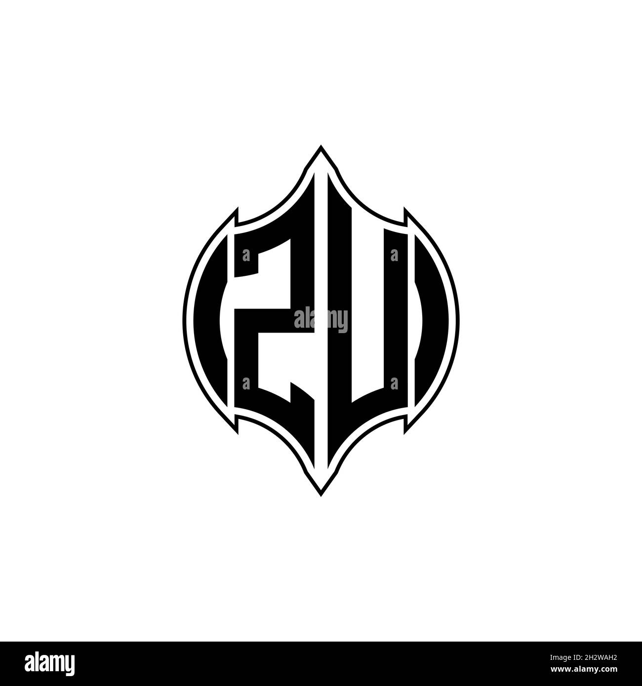ZU Monogram logo letter with Gemoteric line rounded shape style design ...