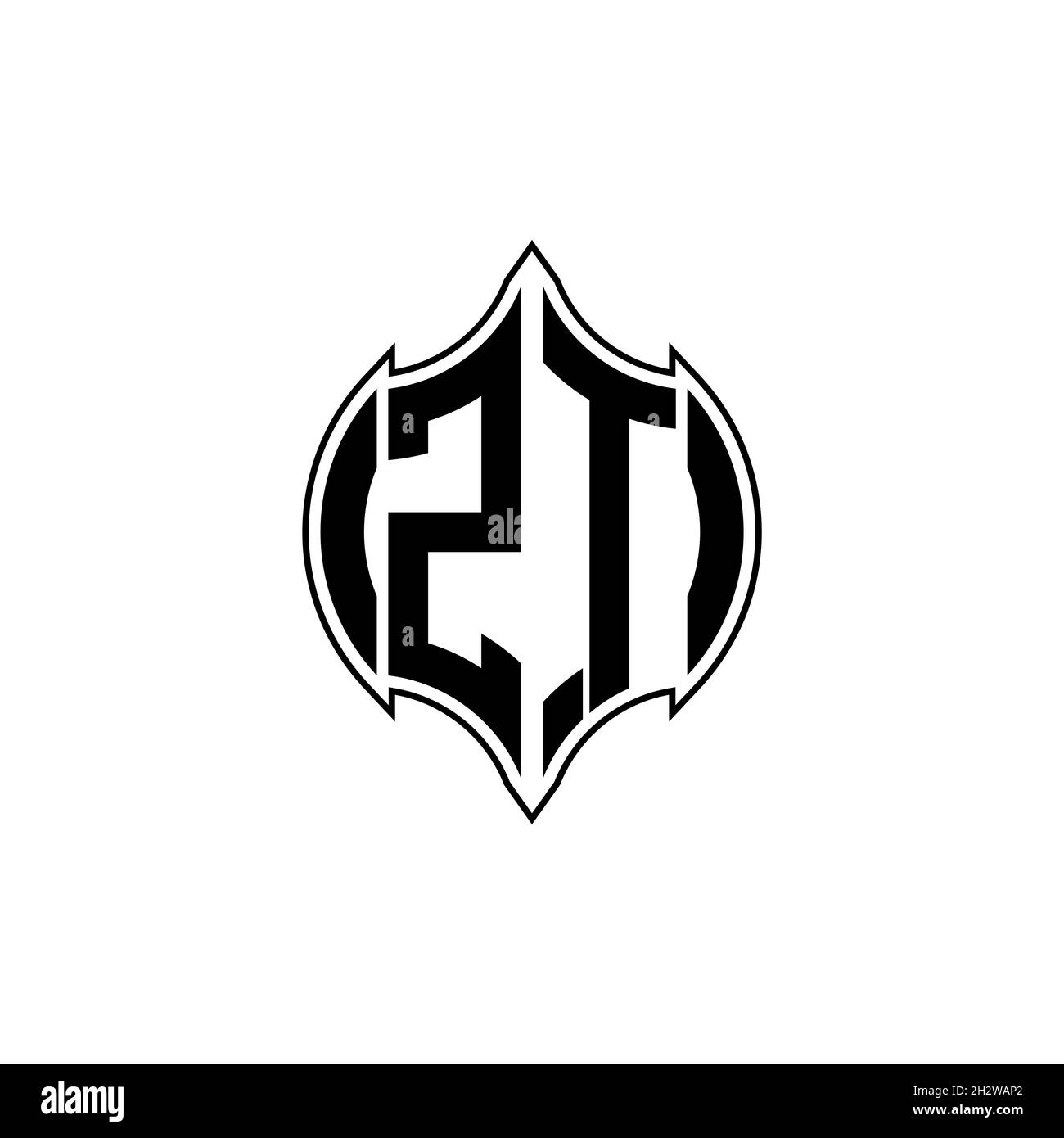 ZT Monogram logo letter with Gemoteric line rounded shape style design ...