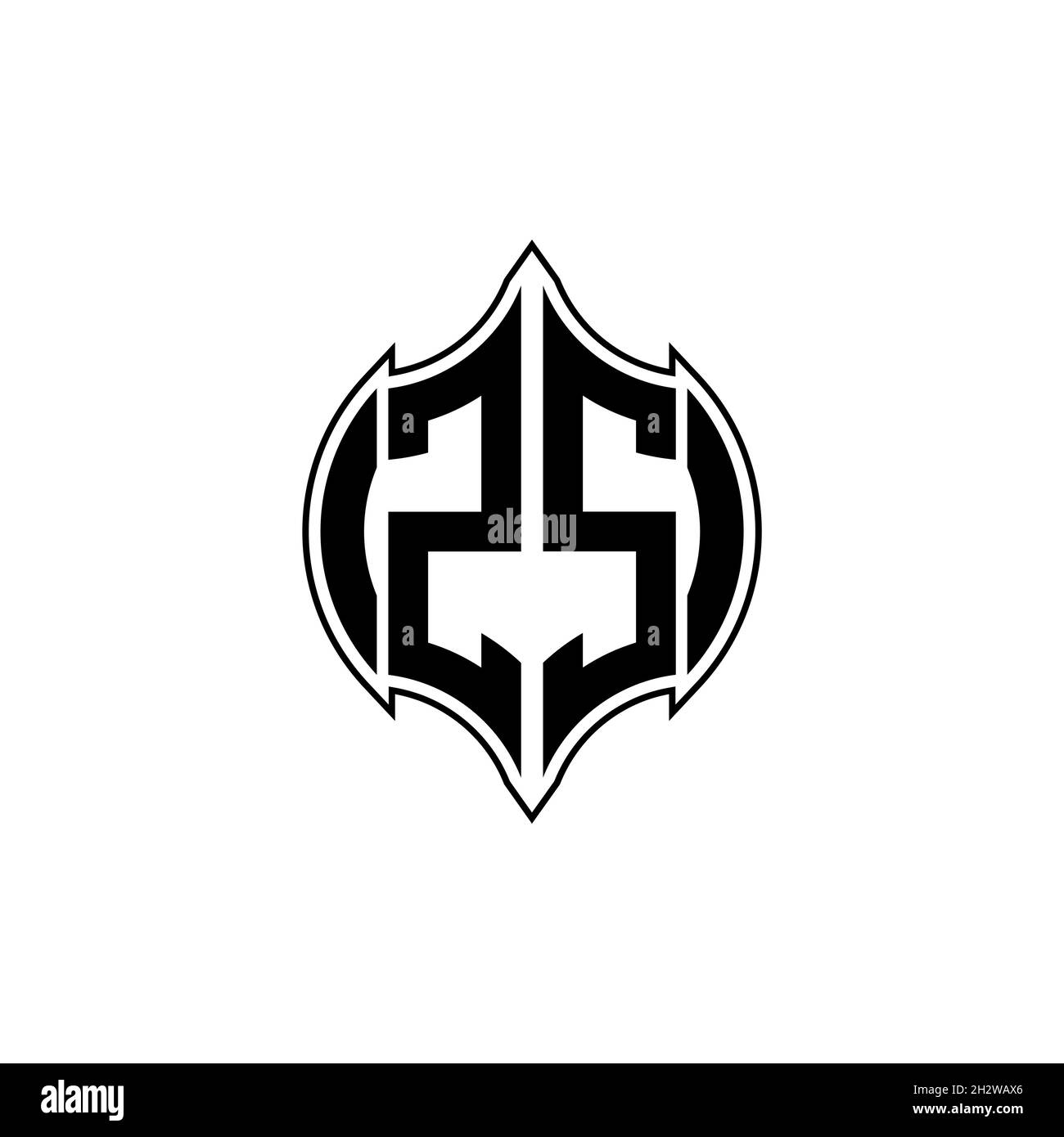 ZS Monogram logo letter with Gemoteric line rounded shape style design ...