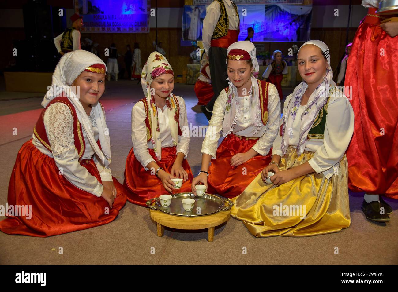 MAGLAJ, BOSNIA AND HERZEGOVINA - Aug 10, 2019: The participants of the