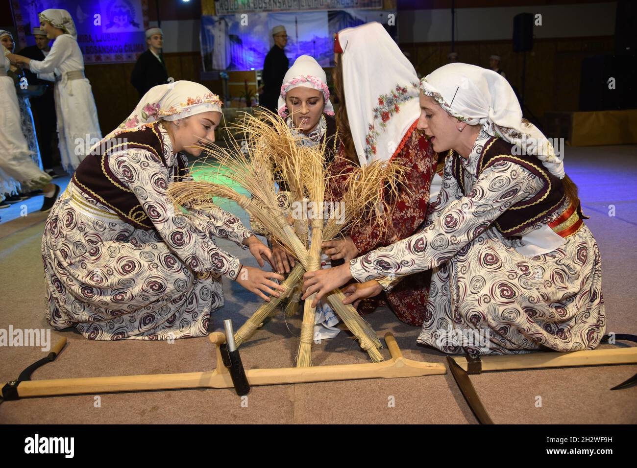 MAGLAJ, BOSNIA AND HERZEGOVINA - Aug 10, 2019: The participants of the