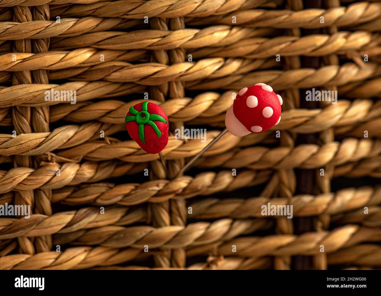 decorative needlepoint made of felt and threaded sewing needle Stock