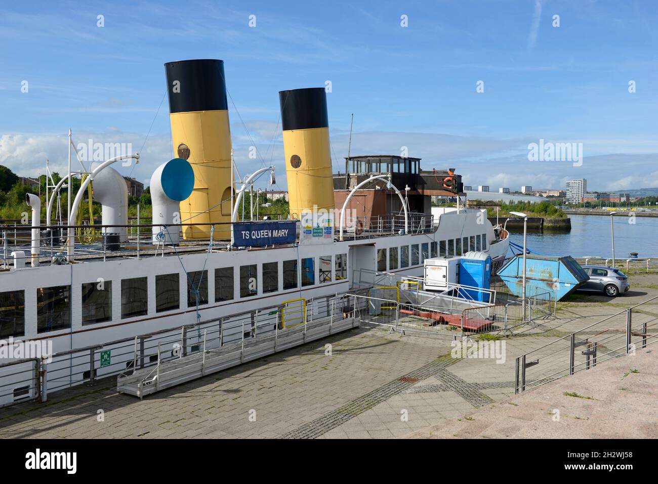 The TS Queen Mary berthed at Cessnock quay on the river Clyde in Glasgow, Scotland. Stock Photo