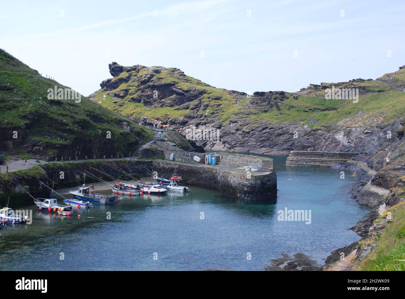The picturesque harbour of the village of Boscastle in Cornwall Stock Photo