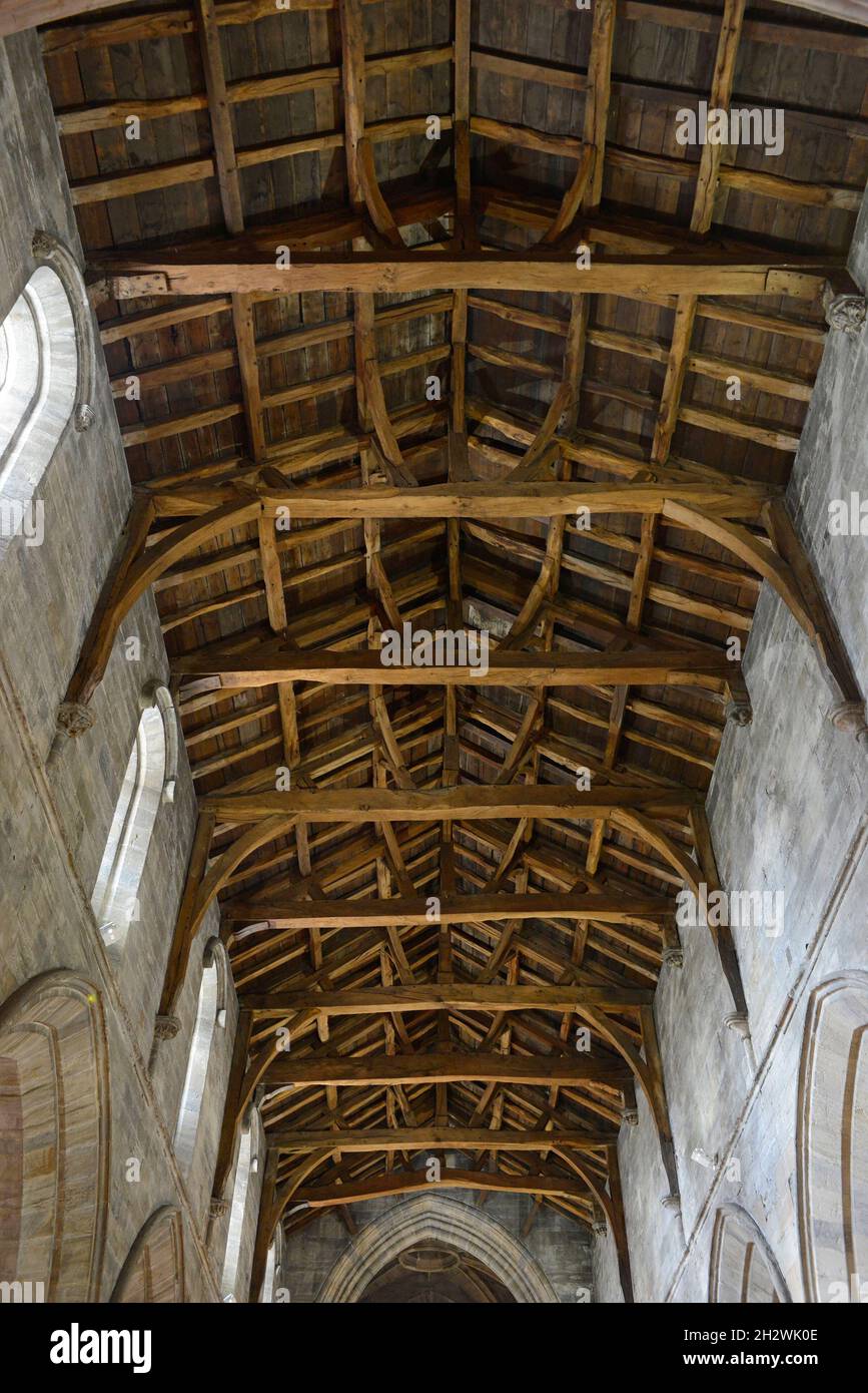 The fine oak beams of the roof of the church of the Holy Rude in Stirling, Scotland Stock Photo