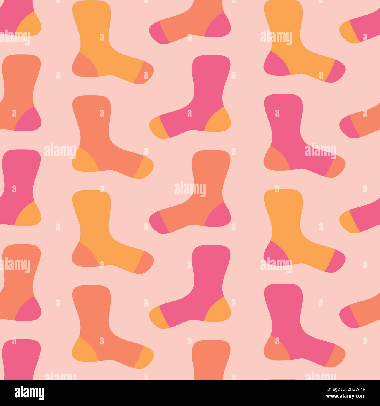 Vector seamless pattern with bright colors socks. Design with hand drawn socks. Stock Vector