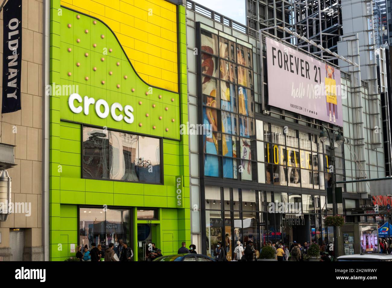 Storefronts on West 34th Street, NYC, USA Stock Photo