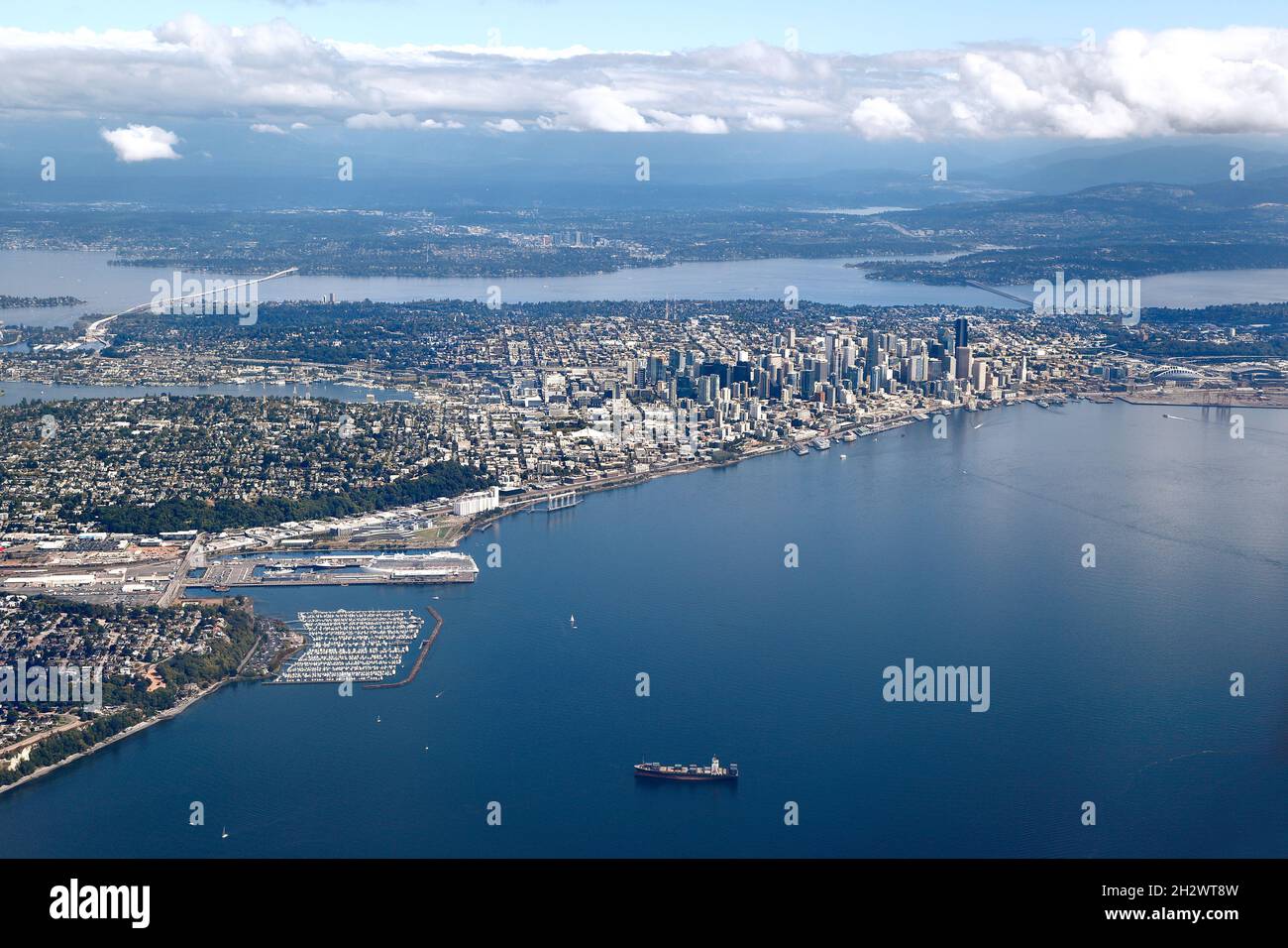 Aerial View of the city of Seattle in the state of Washington - USA Stock Photo