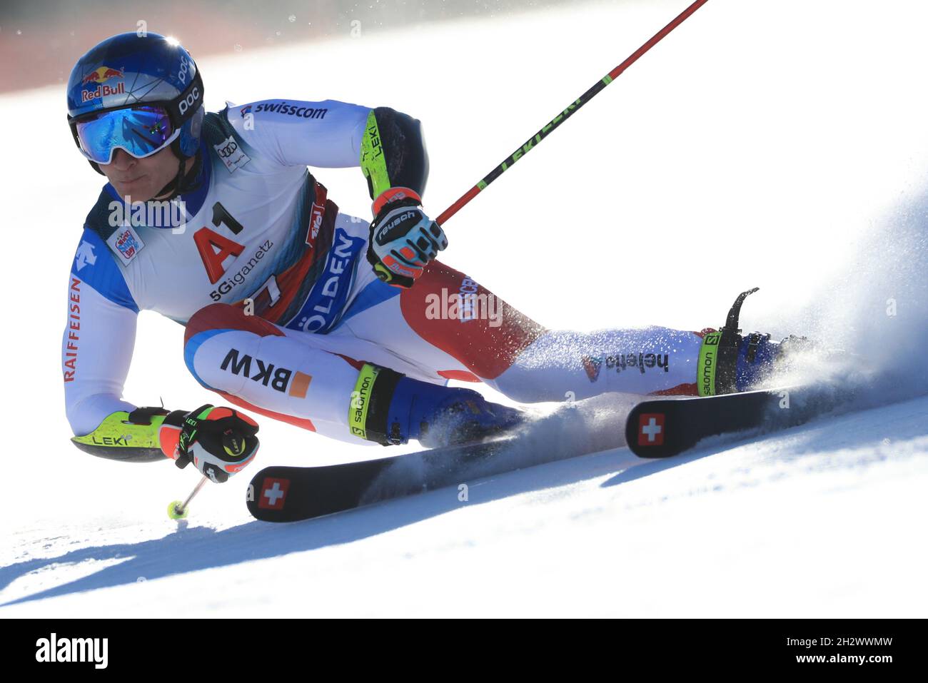 Solden, Austria. 24th Oct, 2021. Alpine Ski World Cup 2021-2022: 1st Men Giant Slalom, opening race as part of the Alpine Ski World Cup in Solden on October 24, 2021; Marco Odermatt (SUI) in action. (Photo by Pierre Teyssot/ESPA-Images) Credit: European Sports Photo Agency/Alamy Live News Stock Photo
